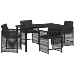vidaXL Ensemble de Salle à Manger de Jardin 5 Pièces avec Coussins Noir en Rattan