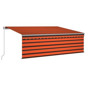 vidaXL Auvent manuel rétractable avec store 4 5x3 m Orange et marron