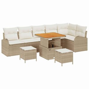 vidaXL Ensemble de canapé de jardin avec coussin 9 Pièces Beige et crème