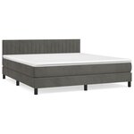 vidaXL Sommier à lattes de lit et matelas Gris foncé 180x200cm Velours