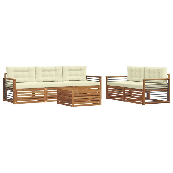 vidaXL Ensemble de canapés d'extérieur 6 pc Naturel et Crème