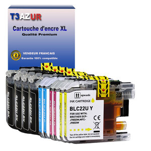 T3AZUR - 10x Cartouche compatible avec Brother DCP-J785DW MFC-J985DW LC22U XL