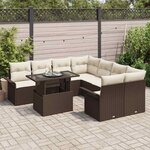 vidaXL Ensemble de canapé de jardin 9 Pièces Marron Poly Rattan