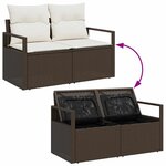 vidaXL Ensemble de canapé de jardin avec coussin 9 Pièces Marron  Crème