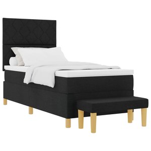vidaXL Lit à ressorts avec coussin Noir 200 x 100 cm tissu