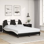 vidaXL Lit Viana avec matelas noir et blanc 140x200 cm similicuir