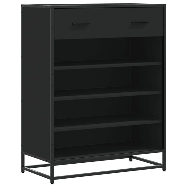 vidaXL Meuble à chaussures noir 75x38x97 5 cm bois d'ingénierie métal