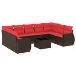 vidaXL Salon de jardin 10 Pièces avec coussins marron résine tressée