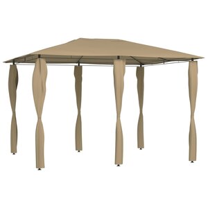 vidaXL Belvédère avec revêtement de poteaux 3x4x2 6 m Taupe 160 g/m²