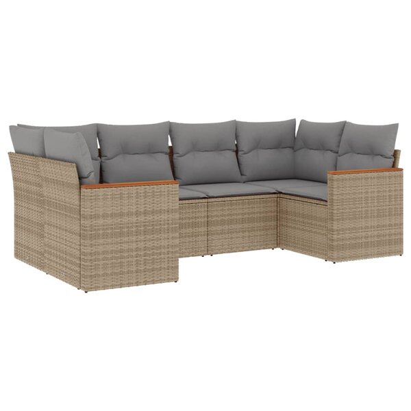 vidaXL Salon de jardin avec coussins 6 Pièces beige résine tressée