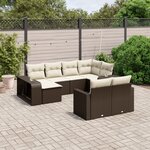 vidaXL Salon de jardin 10 Pièces avec coussins marron résine tressée