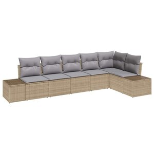 vidaXL Ensemble de canapé de jardin 6 Pièces Beige et gris polyrotin