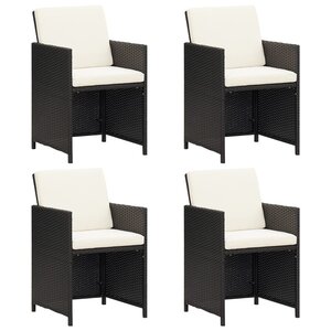 vidaXL Chaises à manger de jardin et coussins lot de 4 noir poly rotin