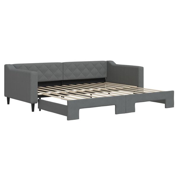 vidaXL Lit de jour avec gigogne sans matelas gris foncé 90x200 cm