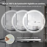 Miroir de salle de bain led ø 60 cm avec 3 eclairages interrupteur tactile et fonction anti-buée 20_0008910