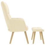 vidaXL Chaise de relaxation avec repose-pied Crème Tissu