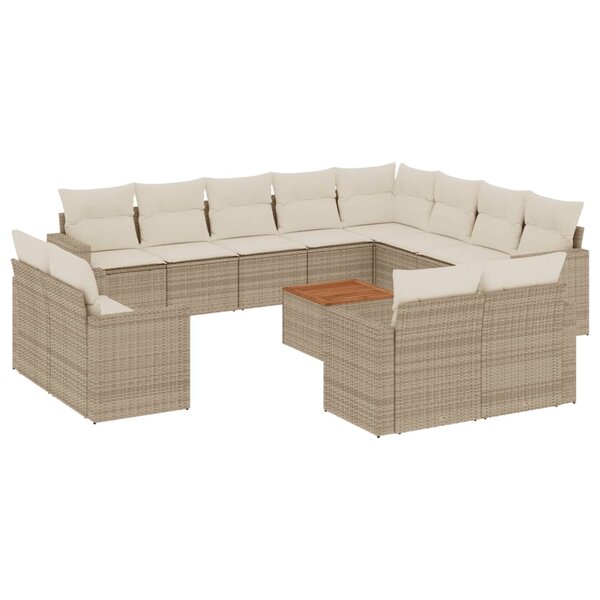vidaXL Salon de jardin avec coussins 13 Pièces beige résine tressée