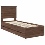 vidaXL Cadre de lit avec tiroir Chêne brun 75 x 190 cm Bois Ingénierie