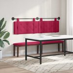 vidaXL Tête de lit suspendue Avec lumière LED Bordeaux Velours
