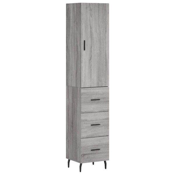 vidaXL Buffet haut Sonoma gris 34 5x34x180 cm Bois d'ingénierie