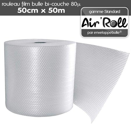 1 rouleau de film bulle d'air largeur 50 cm x longueur 50 mètres - gamme air'roll standard