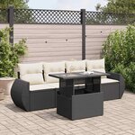 vidaXL Salon de jardin 5 Pièces avec coussins noir résine tressée