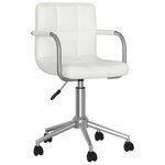 Chaise fauteuil siège de bureau informatique étude pivotante similicuir blanc 02_0024048