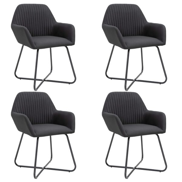 vidaXL Chaises à manger lot de 4 noir tissu