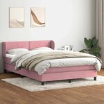 vidaXL Sommier à lattes de lit avec matelas rose 160x220 cm velours