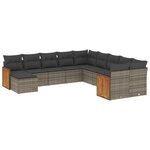 vidaXL Salon de jardin 11 Pièces avec coussins gris résine tressée
