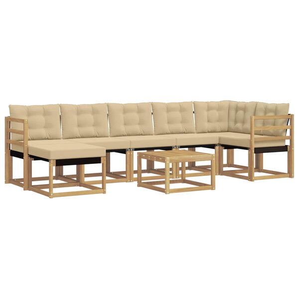 vidaXL Ensemble de canapés d'extérieur 8 Pièces Blanc et Beige