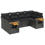 vidaXL Salon de jardin 6 Pièces avec coussins noir résine tressée