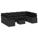 vidaXL Ensemble de canapés de jardin 10 pièces avec coussins beiges poly rotin