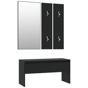 vidaXL Ensemble de meubles de couloir noir bois d'ingénierie