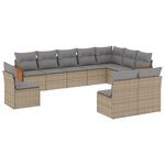 vidaXL Salon de jardin avec coussins 10 Pièces beige résine tressée
