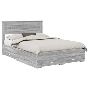 vidaXL Cadre de lit Gris Sonoma 140 x 200 cm Bois d'ingénierie