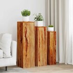 vidaXL Support de plantes 3 Pièces bois massif marron