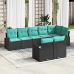 vidaXL Ensemble de Canapés 8 Pièces Noir et turquoise polyrotin