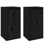 vidaXL Armoires murales 2 Pièces Noir 30x30x60 cm Bois de pin massif