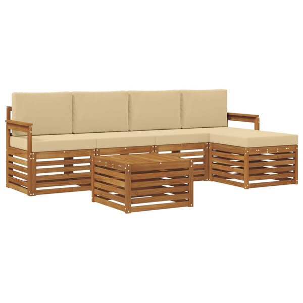 vidaXL Ensemble de canapés d'extérieur 6 pc Naturel et Beige