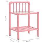 vidaXL Tables de chevet 2 Pièces Rose et transparent Métal et verre