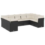 vidaXL Salon de jardin 9 Pièces avec coussins noir résine tressée