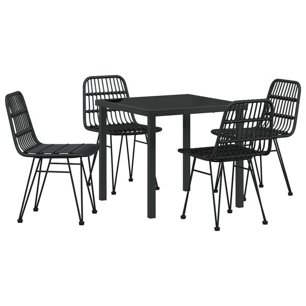 vidaXL Set de Salle à Manger de Jardin 5 Pièces Noir Poly Rattan