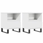 vidaXL Tables de chevet 2 Pièces blanc 40x35x50 cm bois d’ingénierie