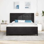 vidaXL Lit à ressorts avec matelas Noir 180 x 200 cm Velours
