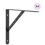 vidaXL Supports d'étagères 4 Pièces 40x2 5x25 cm noir acier inoxydable