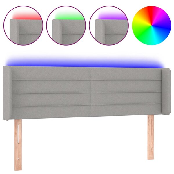 vidaXL Tête de lit à LED Gris clair 147x16x78/88 cm Tissu