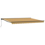 vidaXL Auvent rétractable manuel Jaune Gris et Blanc 4 × 3 5 m