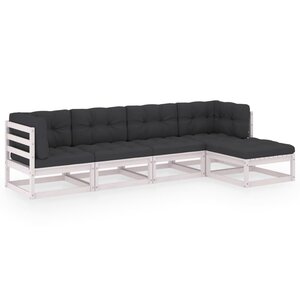 vidaXL Salon de jardin 5 Pièces avec coussins Bois de pin massif