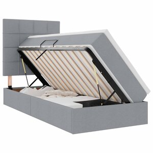 vidaXL Lit de rangement LED avec matelas Gris clair 100 x 200 cm Tissu